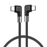 100W USB-C 90° - USB-C 90° Punottu kaapeli 1m - Musta